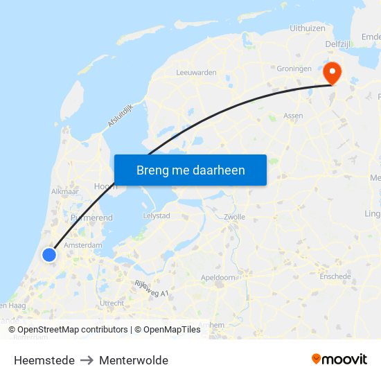 Heemstede to Menterwolde map