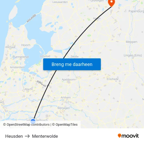 Heusden to Menterwolde map