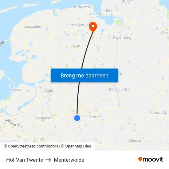 Hof Van Twente to Menterwolde map