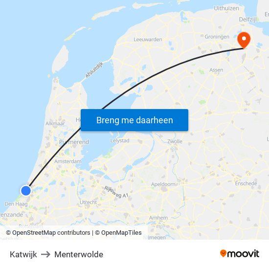 Katwijk to Menterwolde map