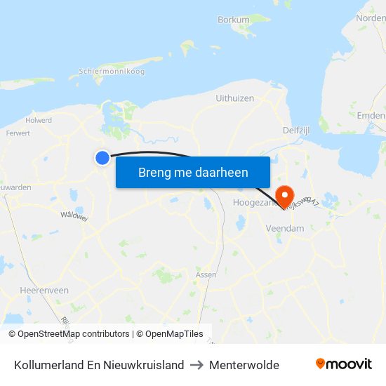 Kollumerland En Nieuwkruisland to Menterwolde map