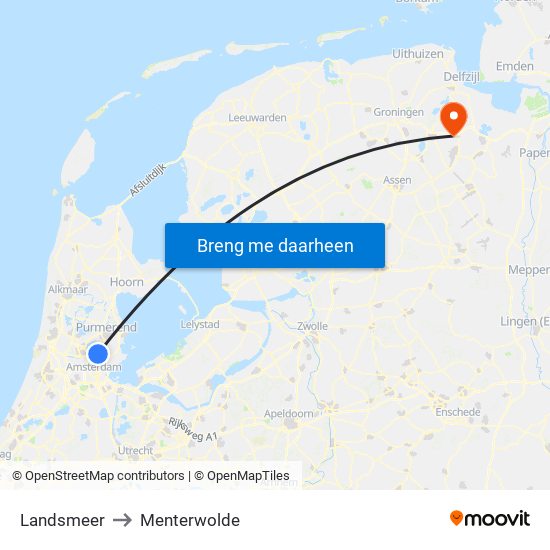 Landsmeer to Menterwolde map