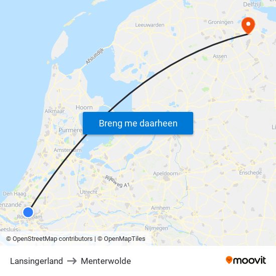 Lansingerland to Menterwolde map