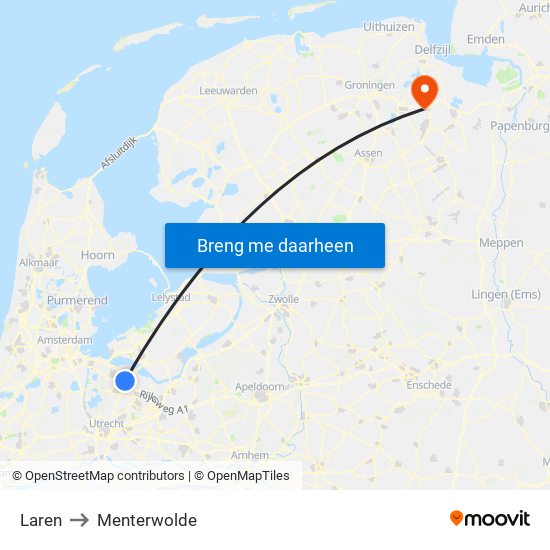 Laren to Menterwolde map
