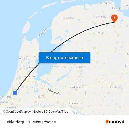 Leiderdorp to Menterwolde map