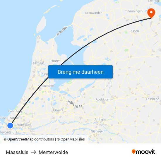 Maassluis to Menterwolde map