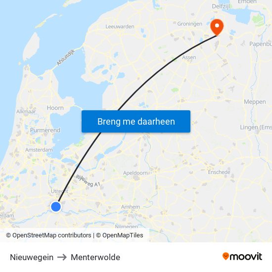 Nieuwegein to Menterwolde map
