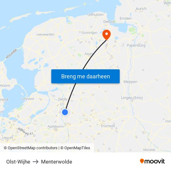 Olst-Wijhe to Menterwolde map