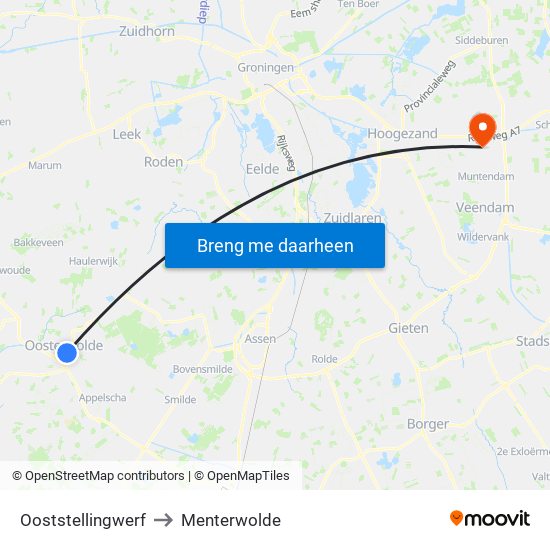 Ooststellingwerf to Menterwolde map