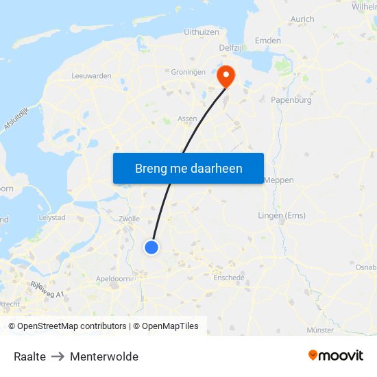 Raalte to Menterwolde map