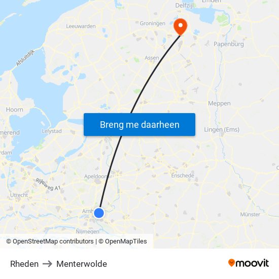 Rheden to Menterwolde map