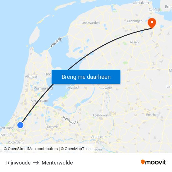 Rijnwoude to Menterwolde map
