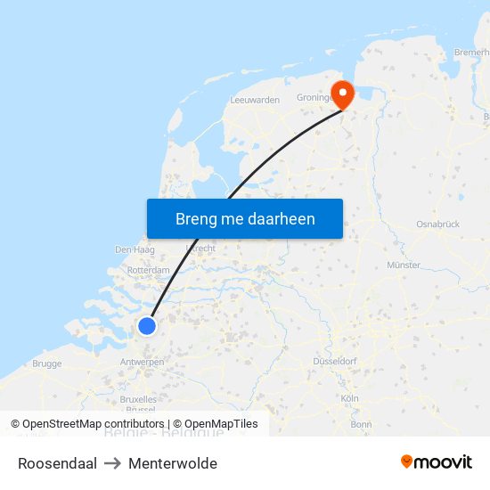 Roosendaal to Menterwolde map
