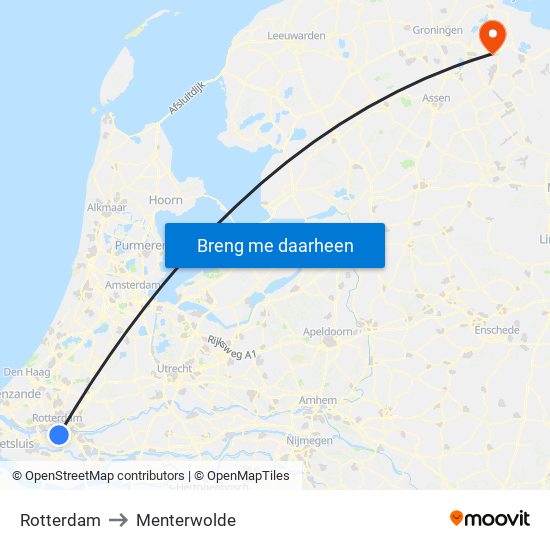 Rotterdam to Menterwolde map