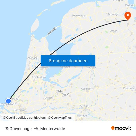 'S-Gravenhage to Menterwolde map