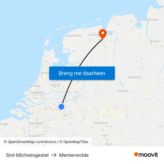 Sint-Michielsgestel to Menterwolde map