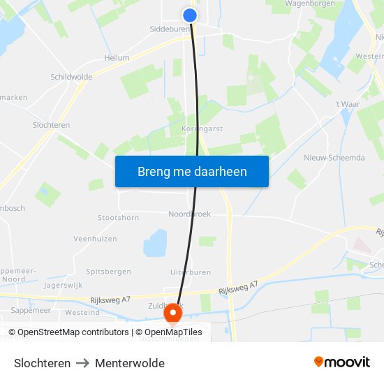 Slochteren to Menterwolde map