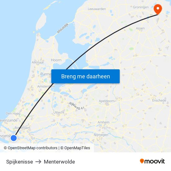 Spijkenisse to Menterwolde map