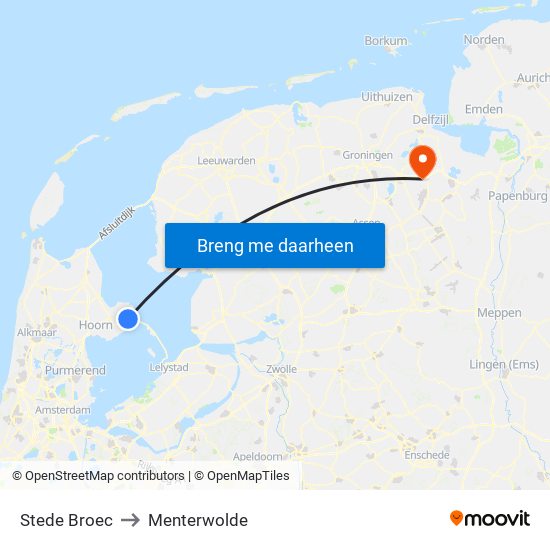 Stede Broec to Menterwolde map