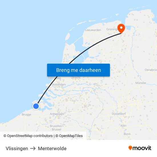 Vlissingen to Menterwolde map