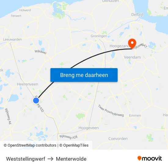 Weststellingwerf to Menterwolde map