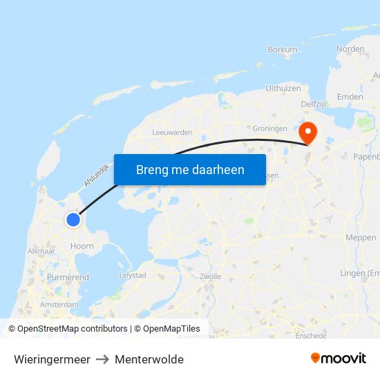 Wieringermeer to Menterwolde map