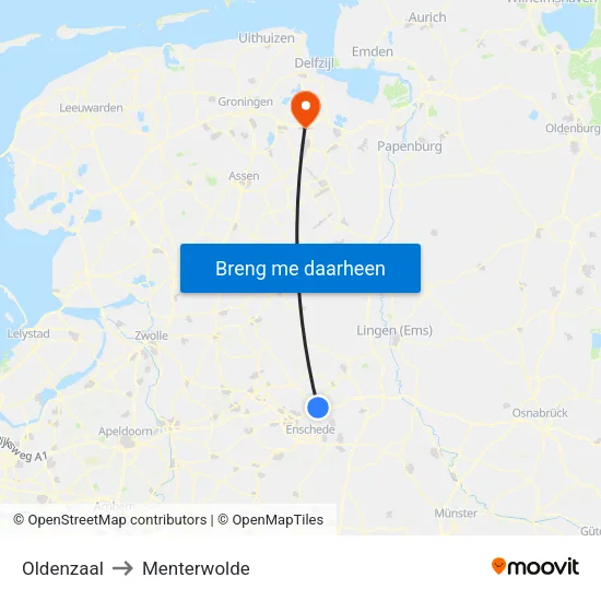 Oldenzaal to Menterwolde map