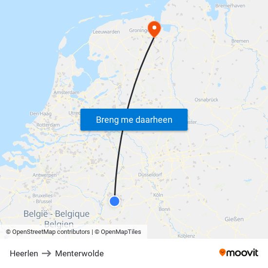 Heerlen to Menterwolde map