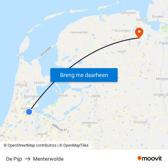 De Pijp to Menterwolde map