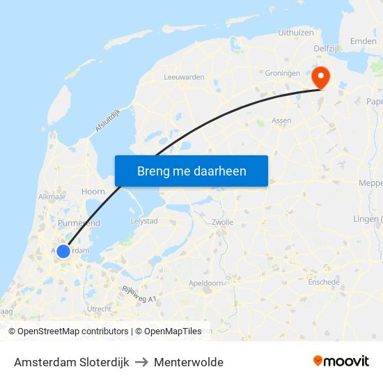 Amsterdam Sloterdijk to Menterwolde map