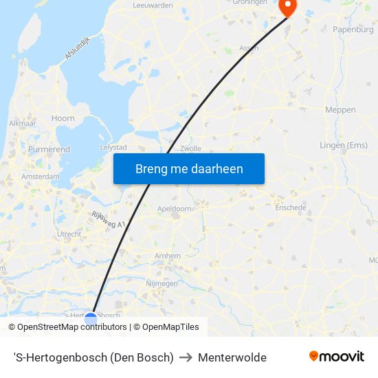 'S-Hertogenbosch (Den Bosch) to Menterwolde map