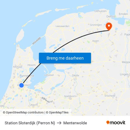 Station Sloterdijk (Perron N) to Menterwolde map