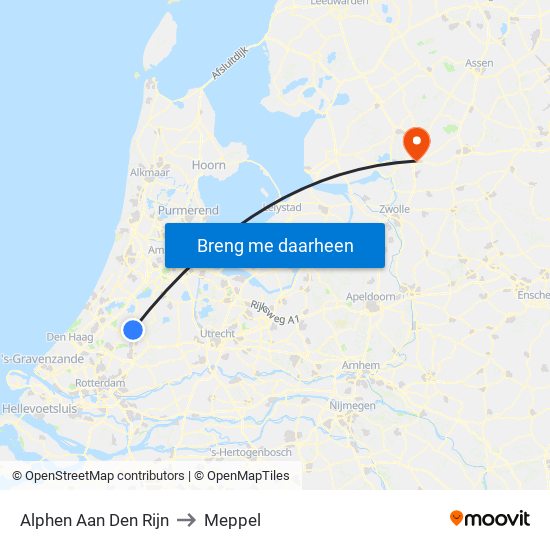 Alphen Aan Den Rijn to Meppel map