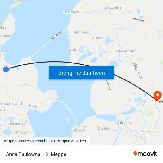 Anna Paulowna to Meppel map