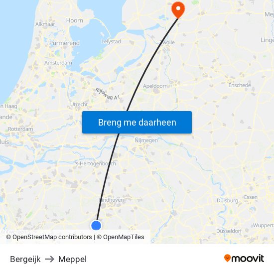 Bergeijk to Meppel map