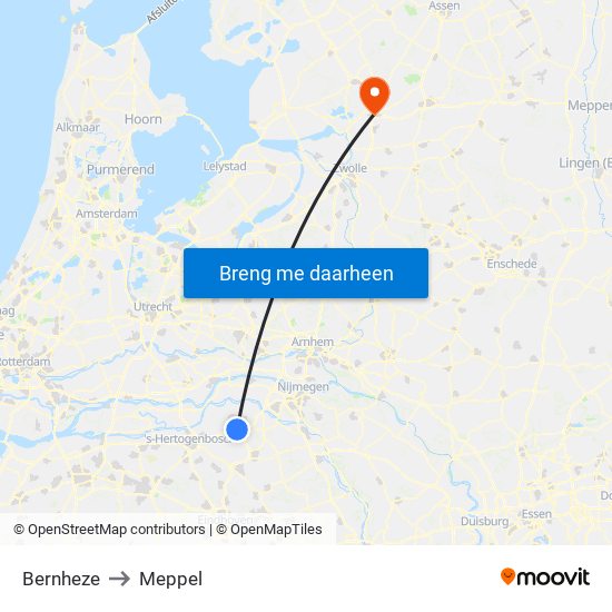 Bernheze to Meppel map