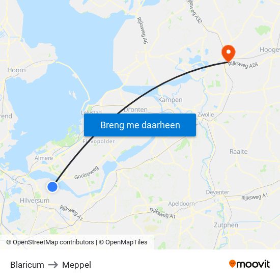 Blaricum to Meppel map