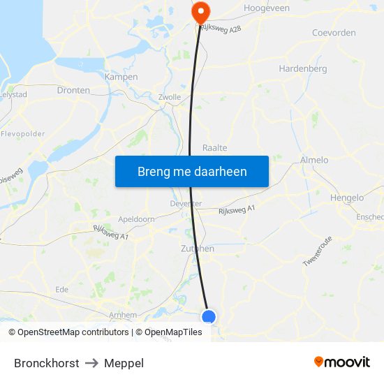 Bronckhorst to Meppel map