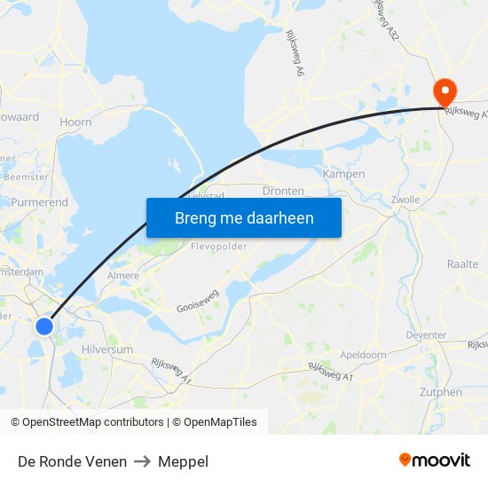 De Ronde Venen to Meppel map