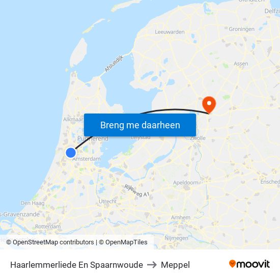 Haarlemmerliede En Spaarnwoude to Meppel map