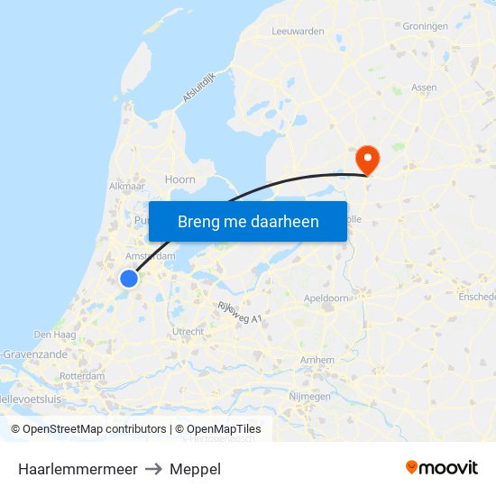 Haarlemmermeer to Meppel map