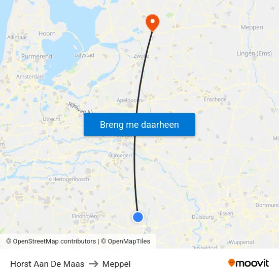 Horst Aan De Maas to Meppel map