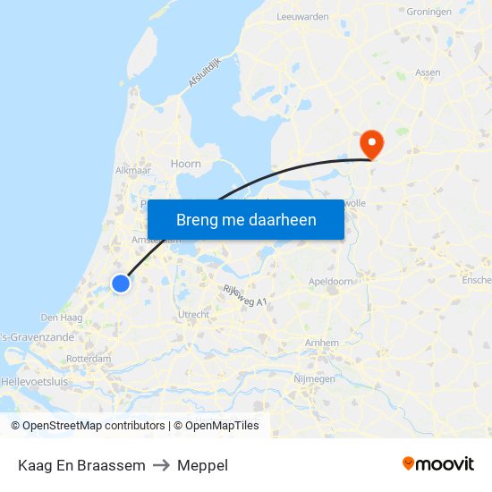 Kaag En Braassem to Meppel map