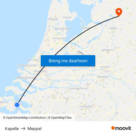 Kapelle to Meppel map