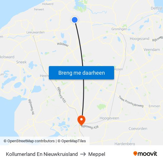 Kollumerland En Nieuwkruisland to Meppel map