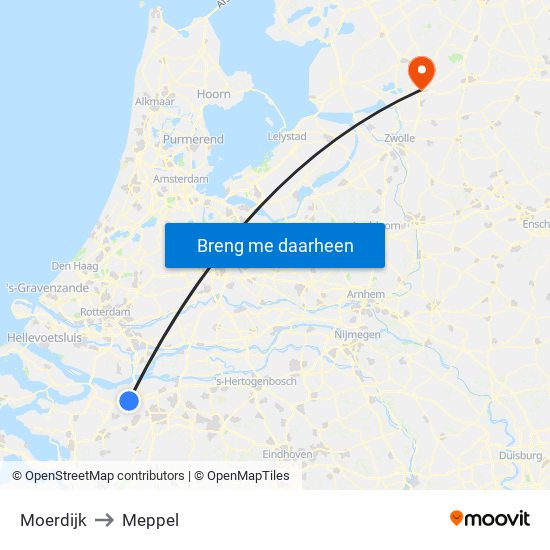 Moerdijk to Meppel map