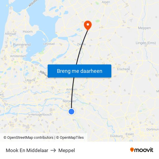 Mook En Middelaar to Meppel map