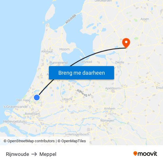 Rijnwoude to Meppel map