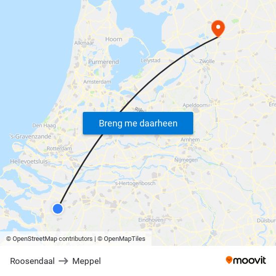 Roosendaal to Meppel map