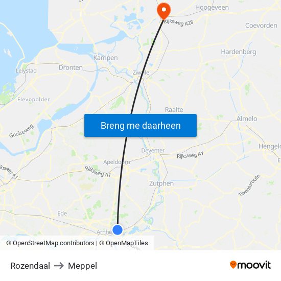 Rozendaal to Meppel map